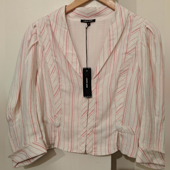 NWT Love Sam cropped blazer linen M - Picture 1 of 4